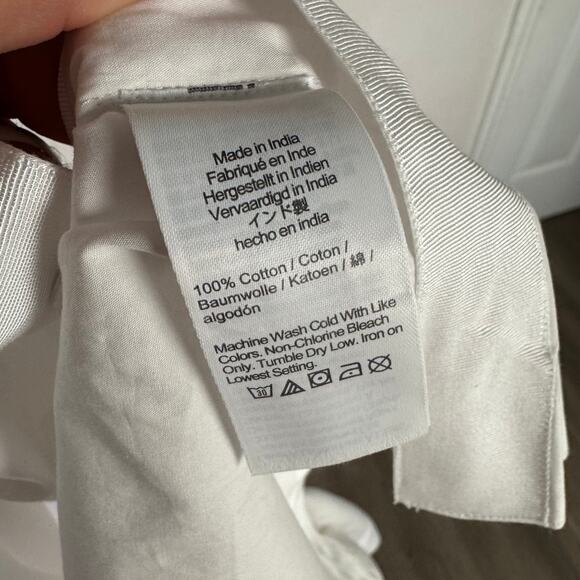 J.Crew Ciel Top Womens SZ M White Poplin Boatneck Side Button Waist Tie CI507 LS - Picture 6 of 7